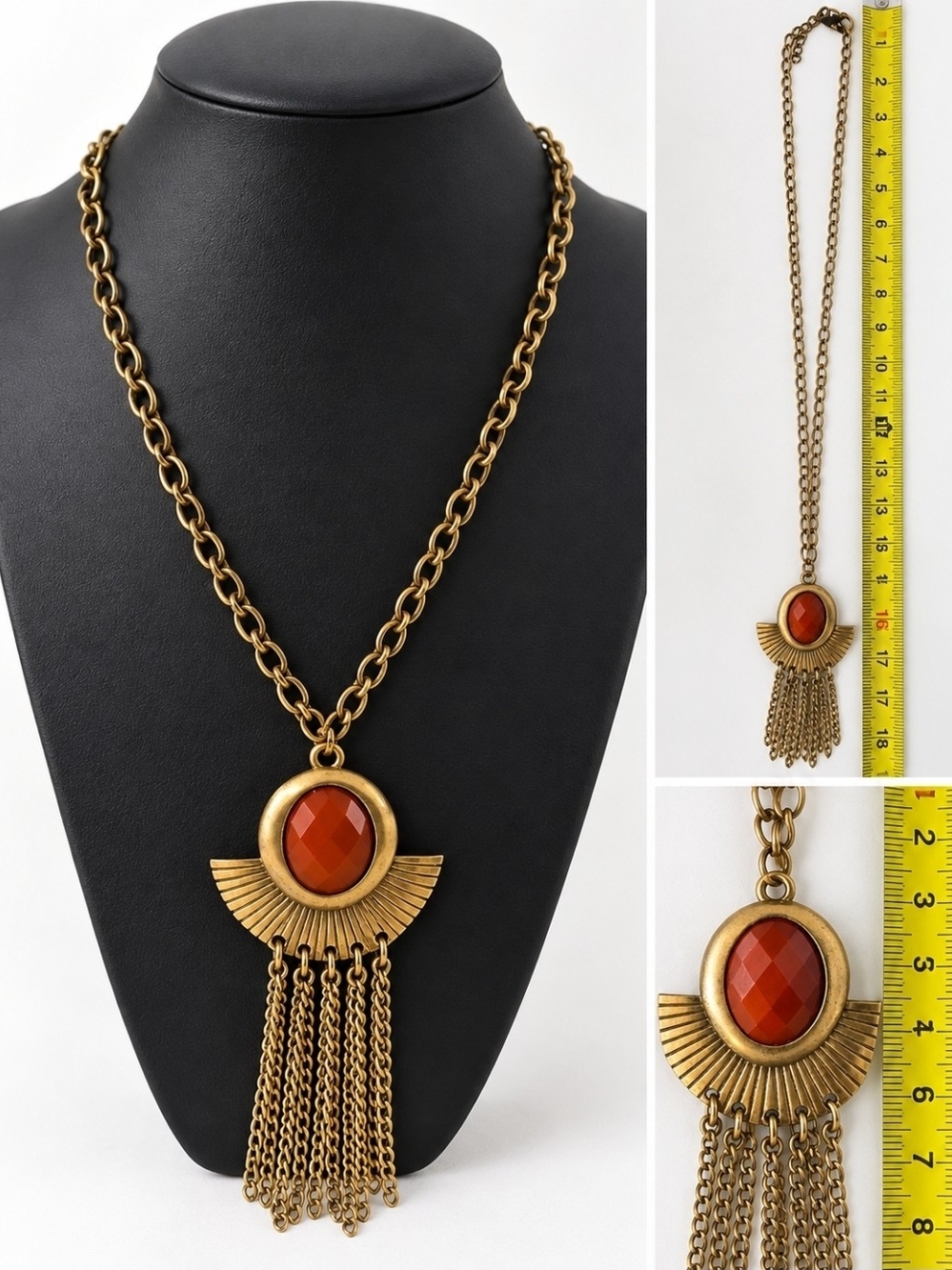 Red Pendant Tassel Necklace Like New